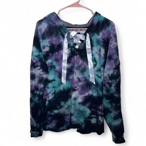 Hot Topic Tie-Dye Hoodie with Lace-Up Detail